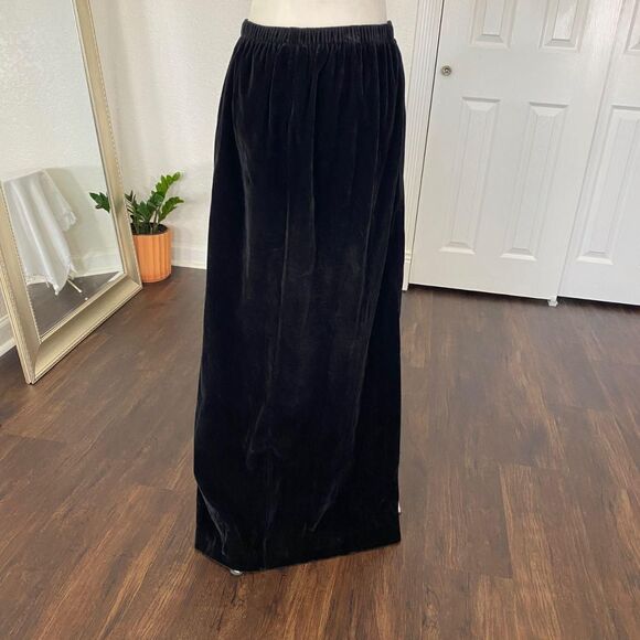 Vintage Paper Tag Romantic Whimsygoth Black Velvet Full Length Maxi Skirt 16 XL - Picture 3 of 5